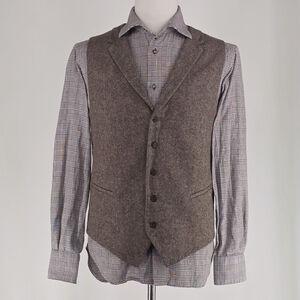 Heritage Madison Wool Blend Vest Men XL Brown Tweed Waistcoat Dress Layering